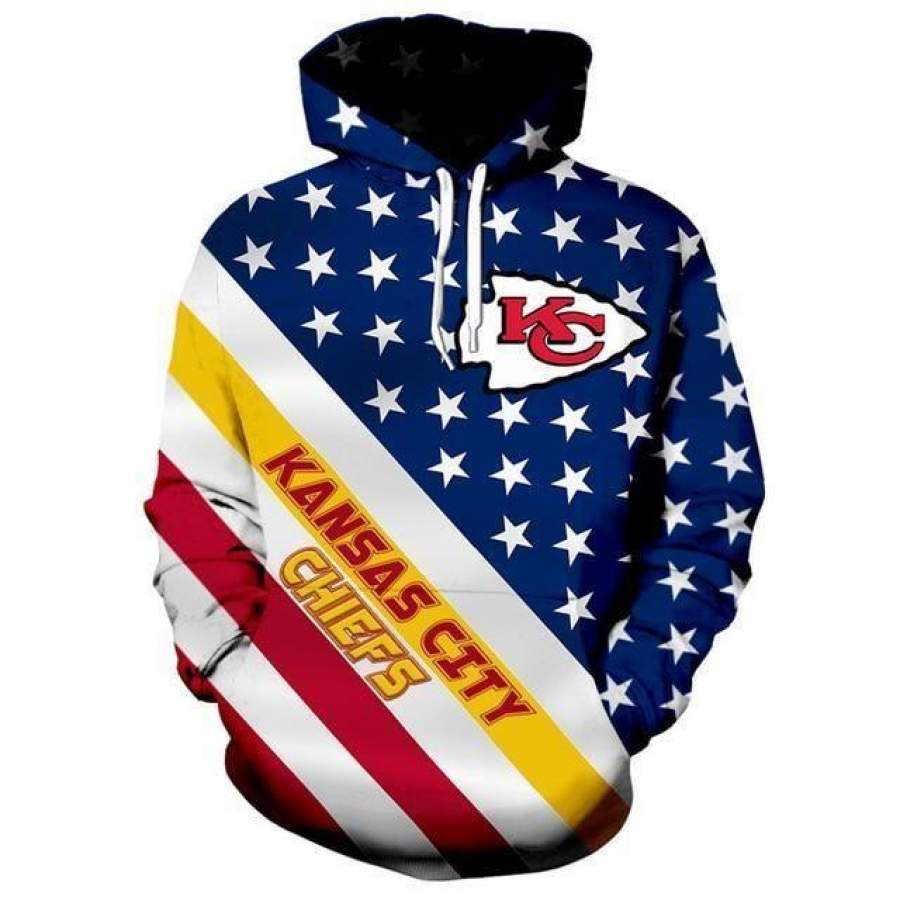 American Flag Kansas City Chiefs Hoodie Unisex 3D All Over Print