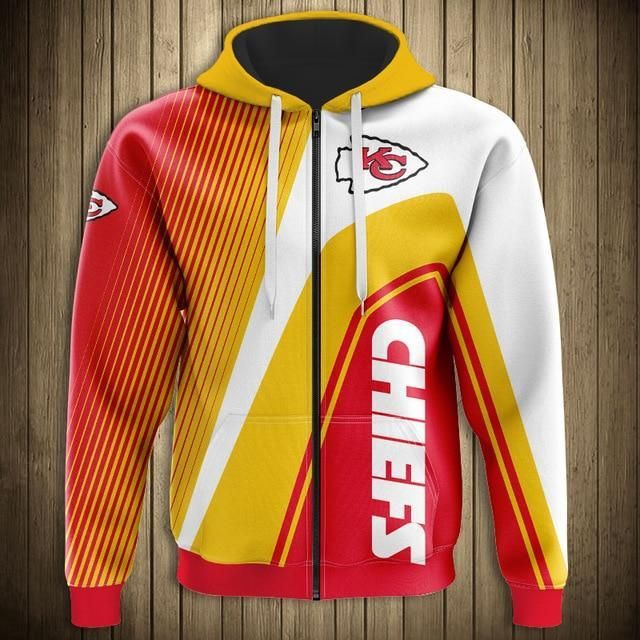 Football Fans Shirt Hoodie Zipup Hoodie Kansas City Chiefs Casual 3D Zipper Hoodie