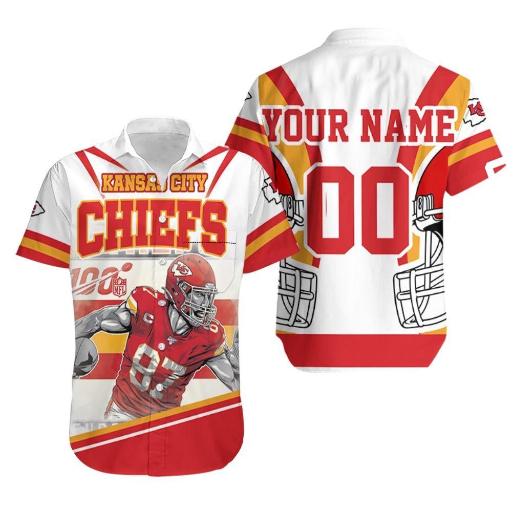 Beach Shirt Travis Kelce 87 Kansas City Chiefs Afc West Champions Super Bowl 2021 Personalized Hawaiian Shirt