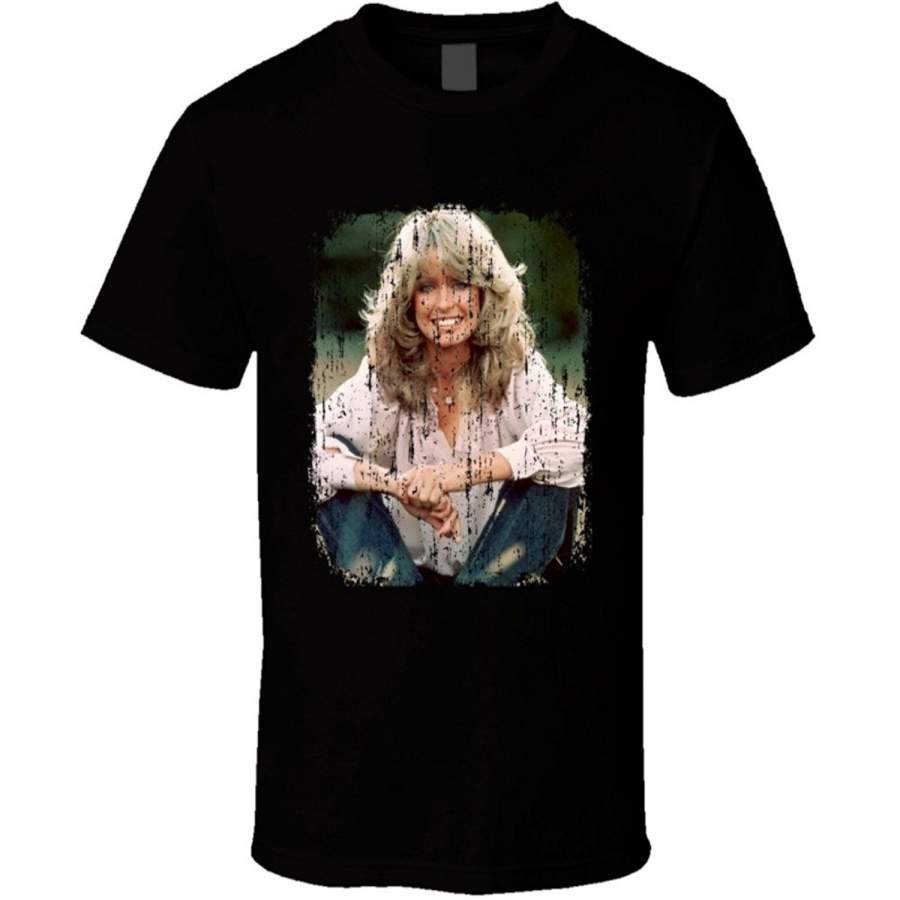 Farrah Fawcett 70S Celebrity Icon Sexy Vintage Worn Look T-Shirt Fashion Short Sleeved T Shirt Summer Funny Tee Shirt