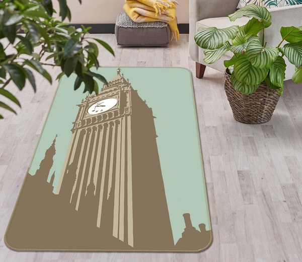 3D Big Ben High Building Art Area Rug Home Decor