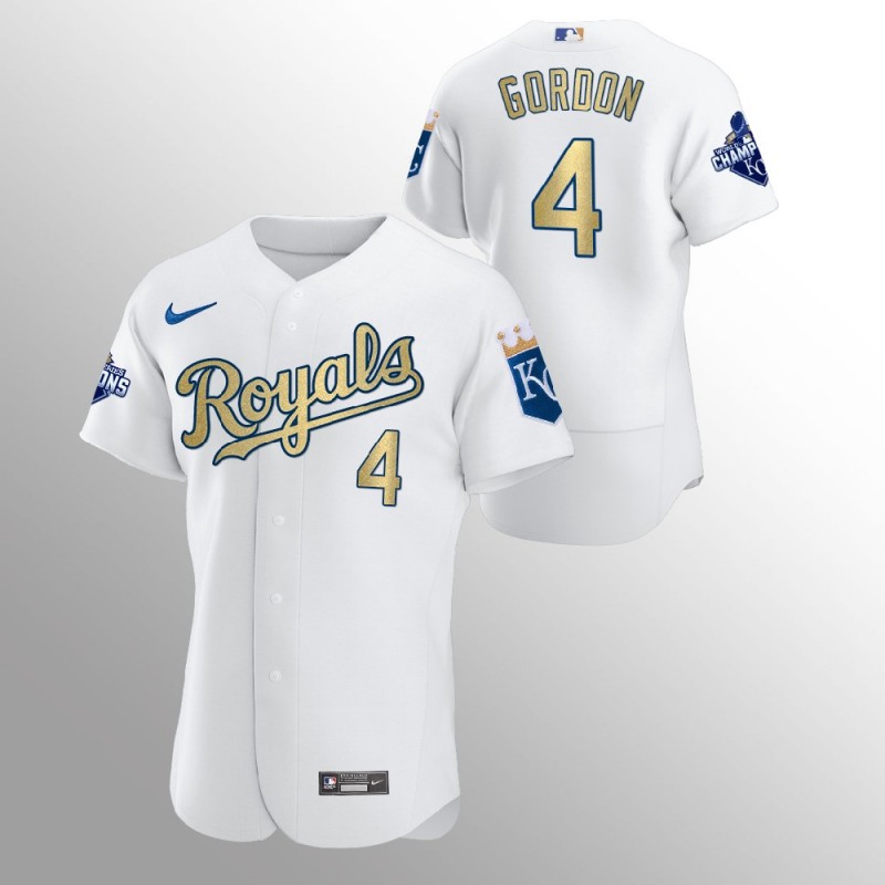 Kansas City Royals Alex Gordon White 2015 World Series Champions Nike Jersey – All Stitched, Embroidery