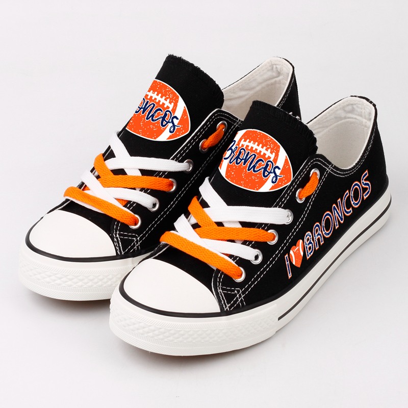 Denver Broncos Canvas Shoes Black Color Shoes “I  Broncos”