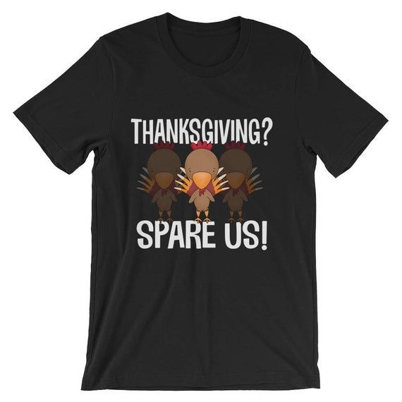 Thanksgiving Spare Us Turkey Shirt Funny Triple Animals Vegan Holiday Tee Thanksgiving Vegan Party Gift Vegetarian Costume Cool Shirt