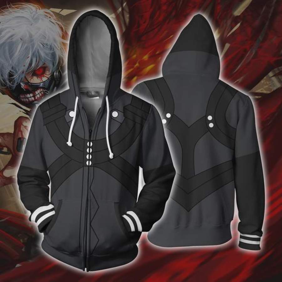 2019 Tokyo Ghoul Hoodies  ken Kaneki Zip Up Hoodie For Halloween Party Costume