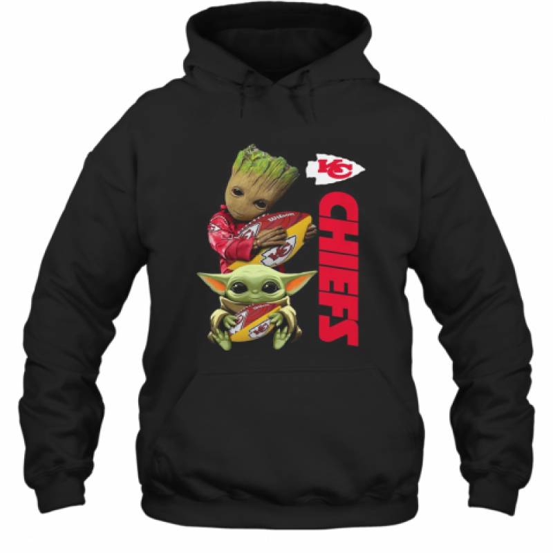 Baby Groot And Yoda Hug Kansas City Chiefs Hoodie