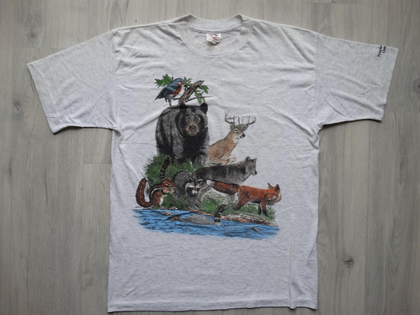 Vintage 1989 Harlequin Shirt Fenelon Falls Ontario Canada 50/50 Shirt Animal Graphic T Made In Canada Shirt