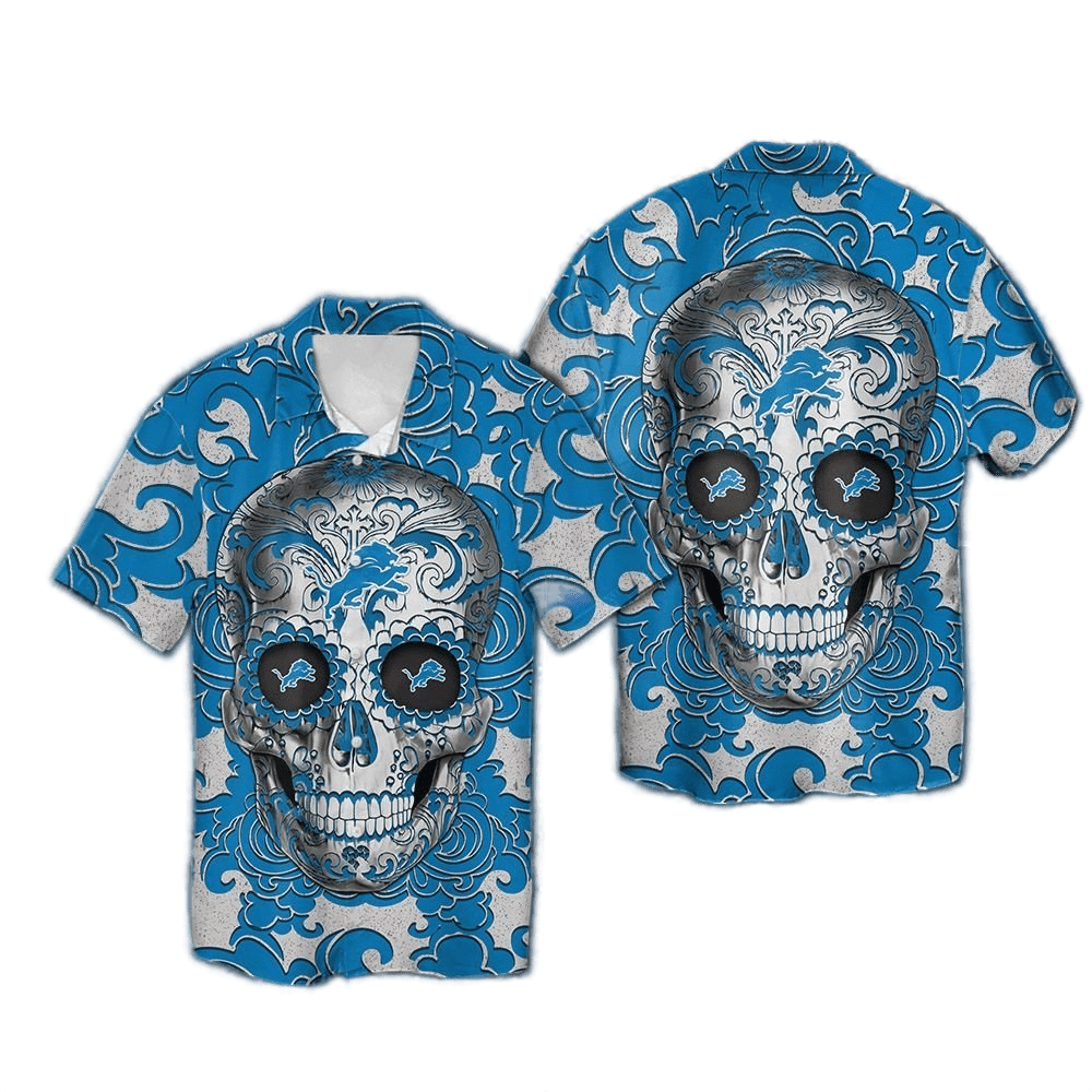 Detroit Lions Hawaiian Shirt Detroit Lions Symbol Sugar Skull Blue Hawaii Shirt Detroit Lions Aloha Shirt For Men Women - Product by Prowallart Shop