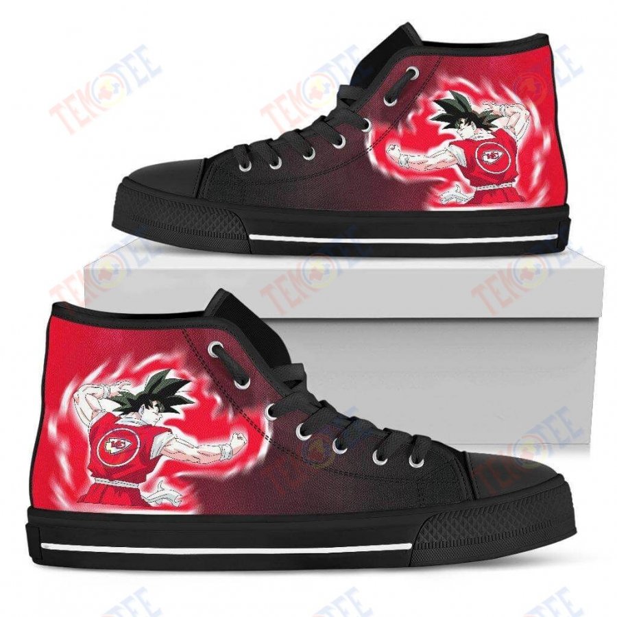 Mens Womens Kansas City Chiefs Son Goku Saiyan Power High Top Shoes 3D Printable TMT150