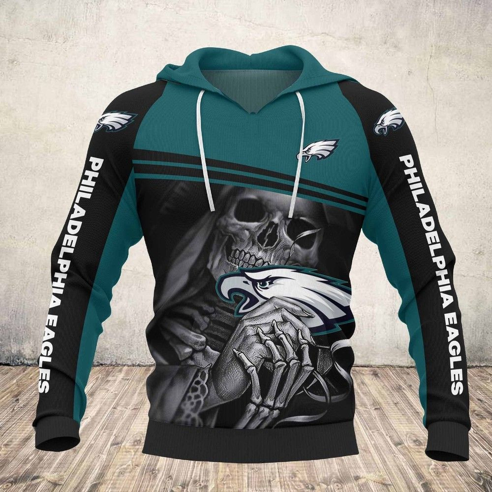 Philadelphia Eagles Skull 041019 42 Unisex 3D Hoodie Gift For Fans