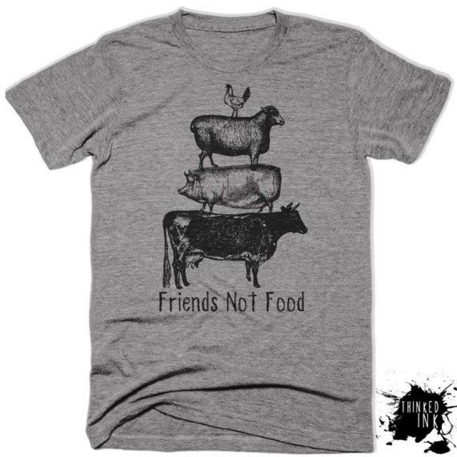 Vegan Shirt Tshirt T-Shirt Tee Friends Not Food Vegetarian Vegan Top Herbivore Save Animals Gifts For Girlfriend Boyfriend Wife Veganism