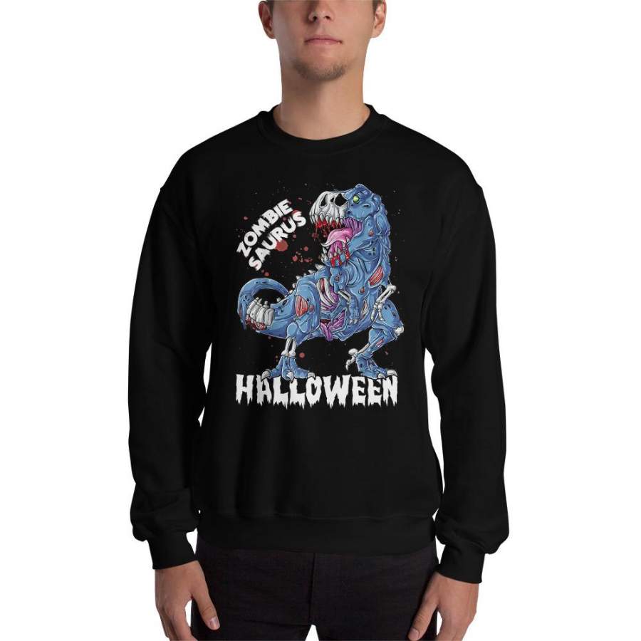 Zombie Saurus Halloween Sweatshirt Kids Dinosaur T-Rex Gifts