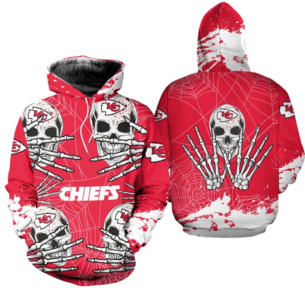 Kansas City Chiefs Hoodie Skull For Halloween Graphic