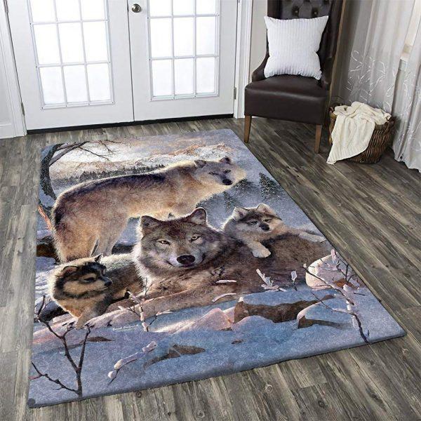 Wolf Art Home Decor Rectangle Area Rug 25