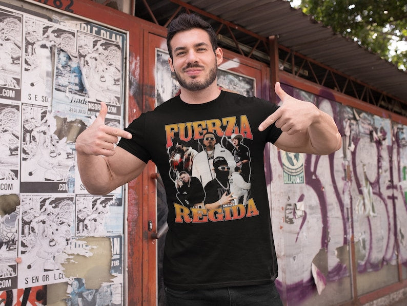 Fuerza Regida Vintage Look T-Shirt Playera Regional Mexicano Tshirt, Furerza Regida Tshirt, Mexican Corridos