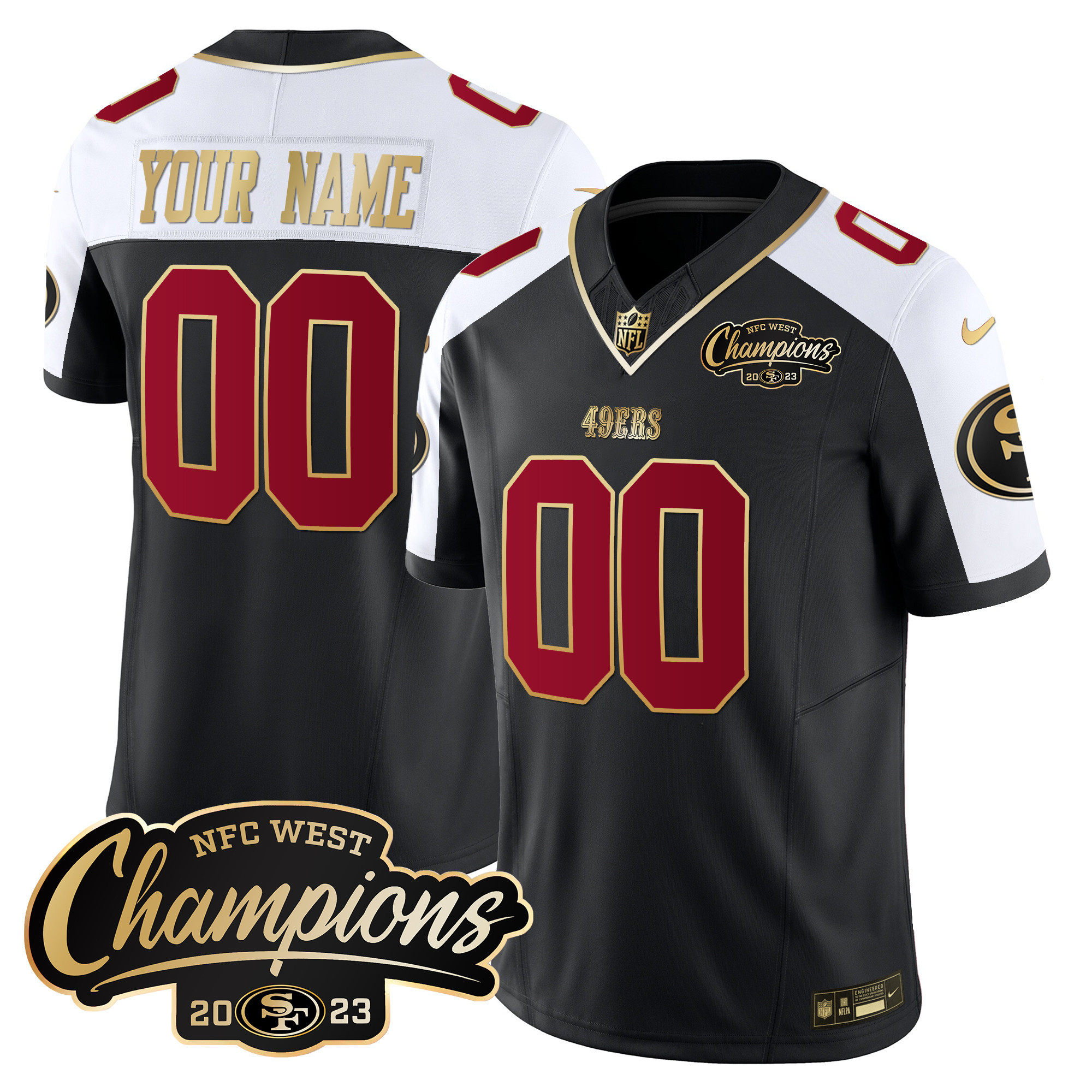 49Ers 2023 Nfc West Champions Patch Vapor Custom Jersey – All Stitched