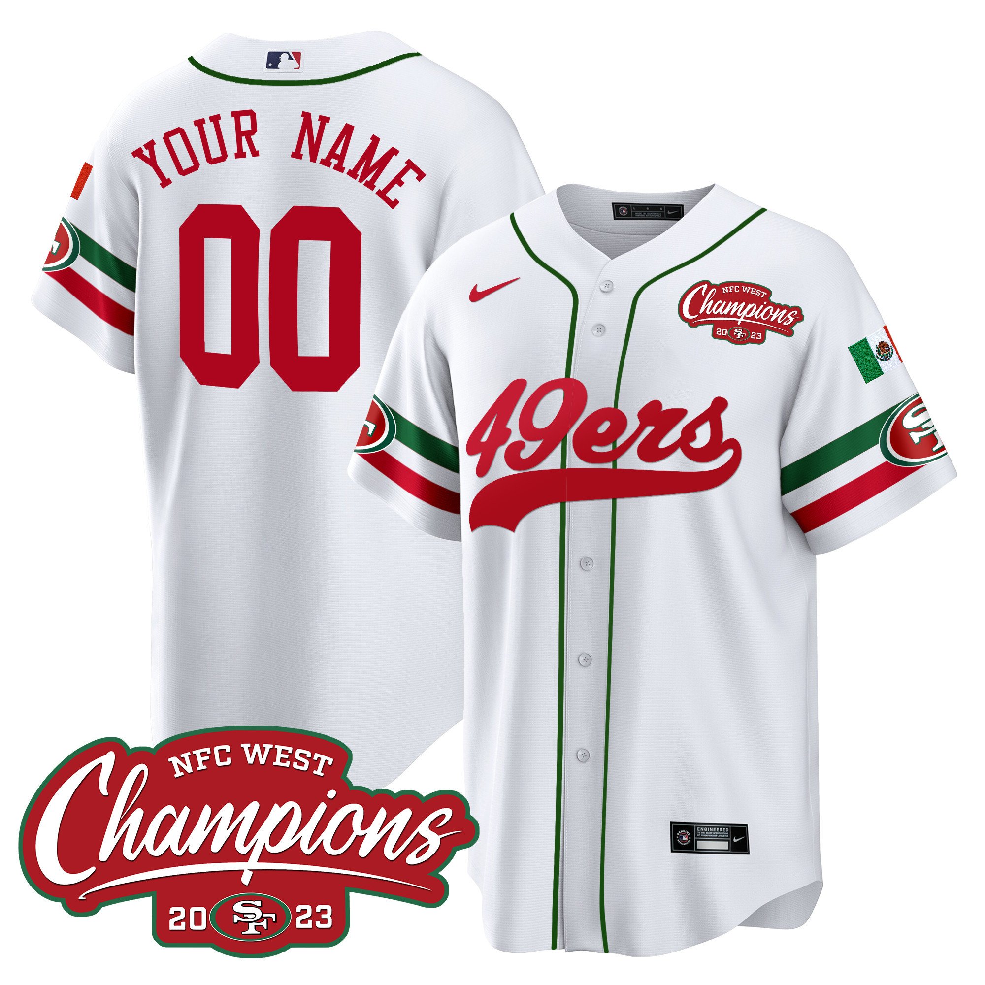 49Ers Mexico 2023 Nfc West Champions Baseball Custom Jersey – All Stitched