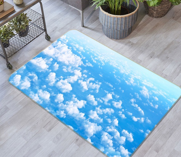 3D Blue Sky White Clouds Area Rug Home Decor