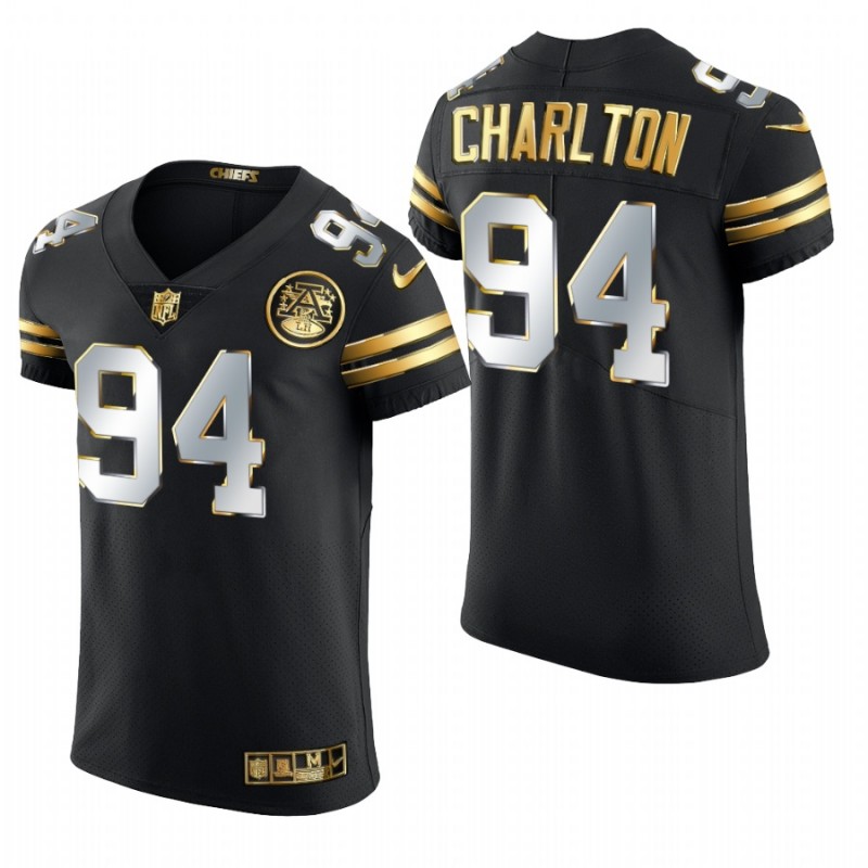 Kansas City Chiefs Taco Charlton Black 2020-21 Golden Edition Elite Jersey – All Stitched, Embroidery