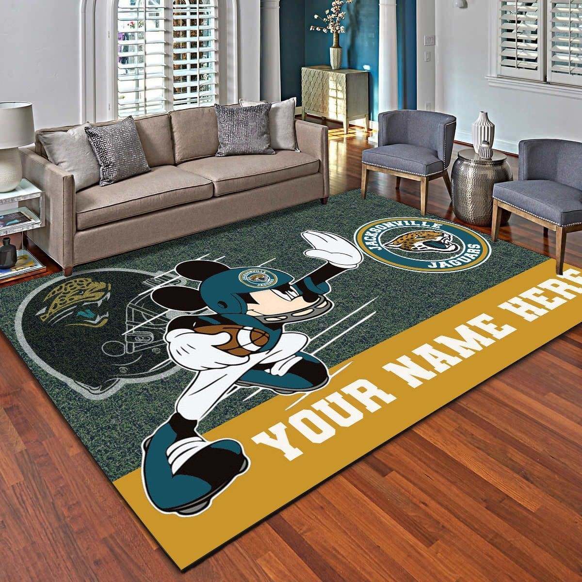 Jacksonville Jaguars & Mickey Personalized Rug, Living Room Carpet – Customized Floor Mat