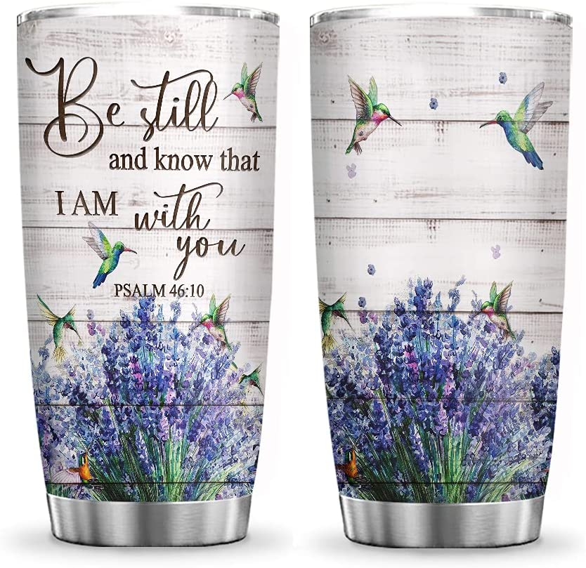 20Oz Hummingbird God With You, Hummingbird Lovers Hummingbird Inspiration Tumbler Cup With Lid, Double Wall Vacuum Thermos Insulated Travel Coffee Mug