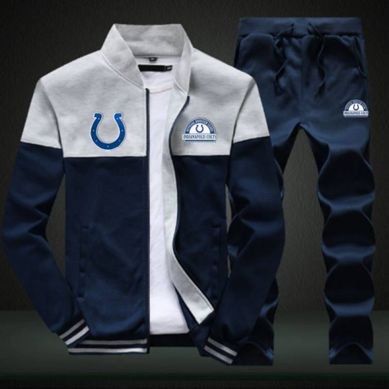 Indianapolis Colts Sweatshirt +Sweatpants Mens Clothing 2 Pieces Sets Slim Tracksuit