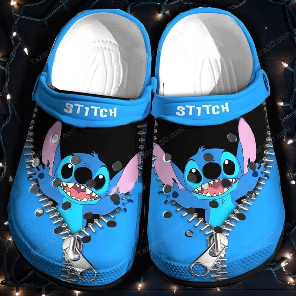 Stitch Zipper Pattern Crocs Crocband Clog Comfortable Water Shoes