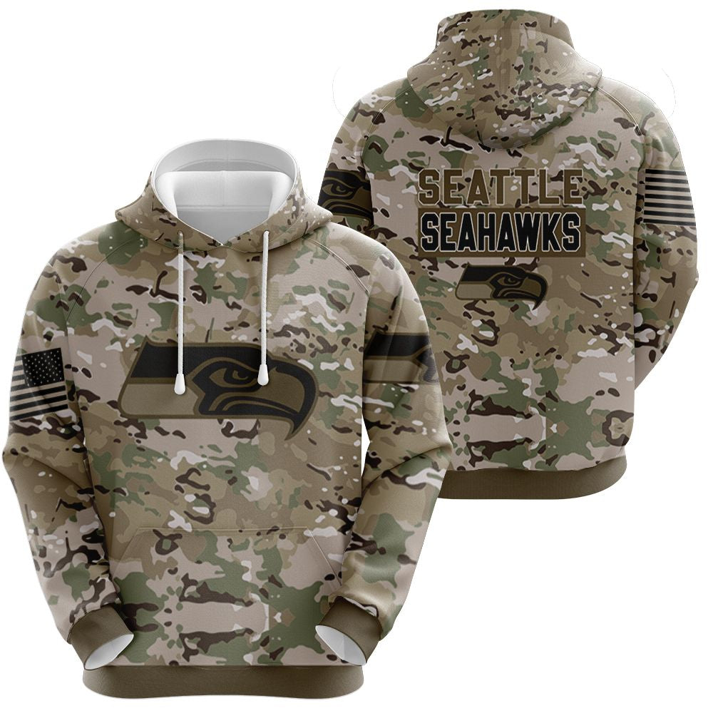 Seattle Seahawks Camouflage Veteran 3D Jersey Hoodie