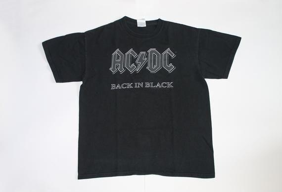 2000S Acdc Shirt Back In Black Australian Rock Band Shirt Hard Rock Blues Rock Rock And Roll Men S Shirt