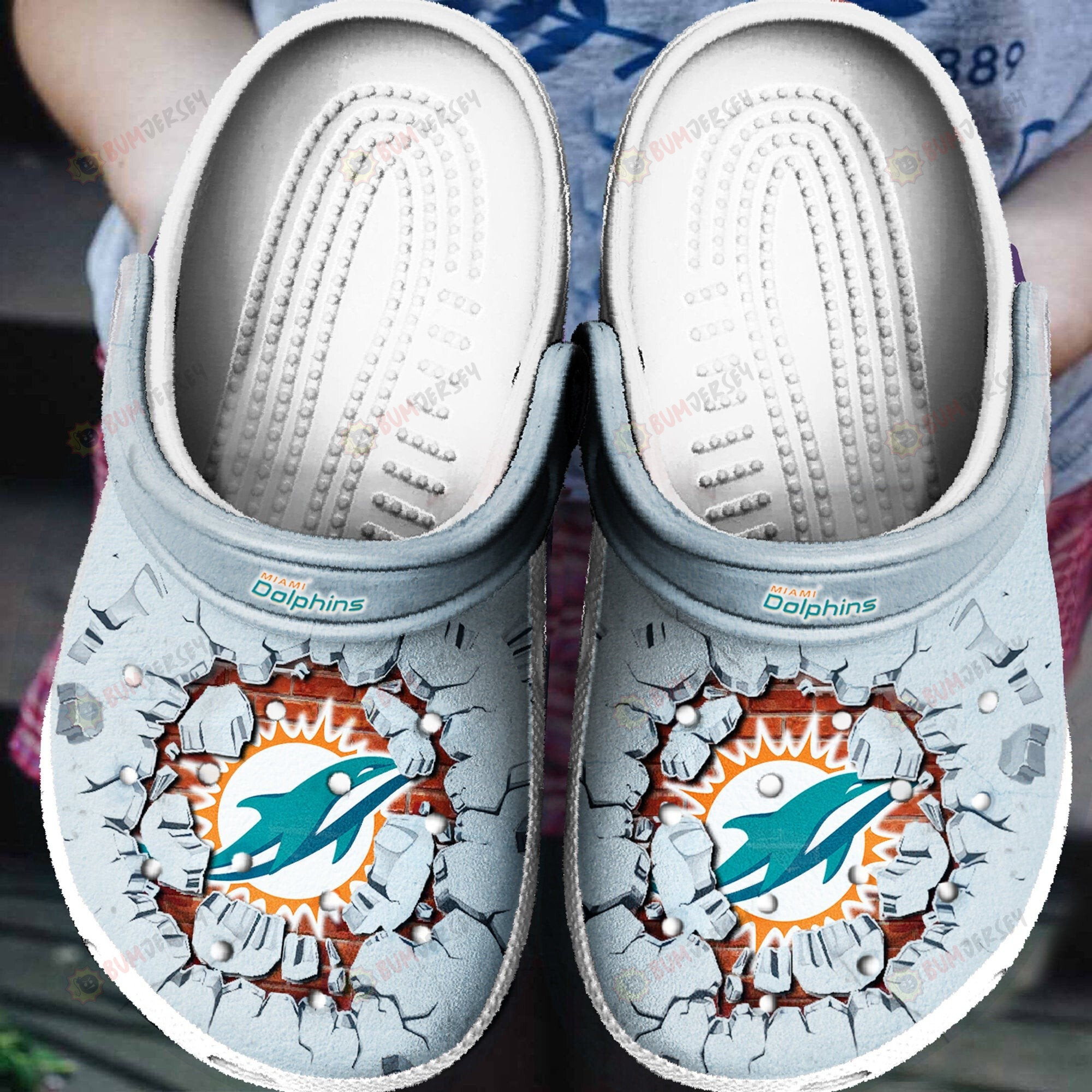 Miami Dolphins Tide Breaking Wall Pattern Crocss Classic Clogs Shoes – Aop Clog