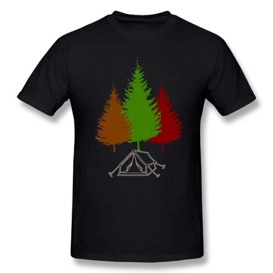 Twooreiq Adventure Camping Tent Men Short-Sleeve T-Shirt Printed T Shirts