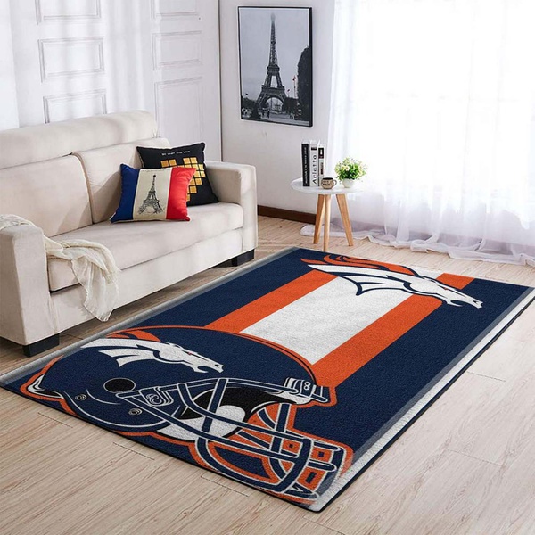 The 20 Rug Denver Broncos Logo Helmet Area Rug BB221008, Football Floor Decor