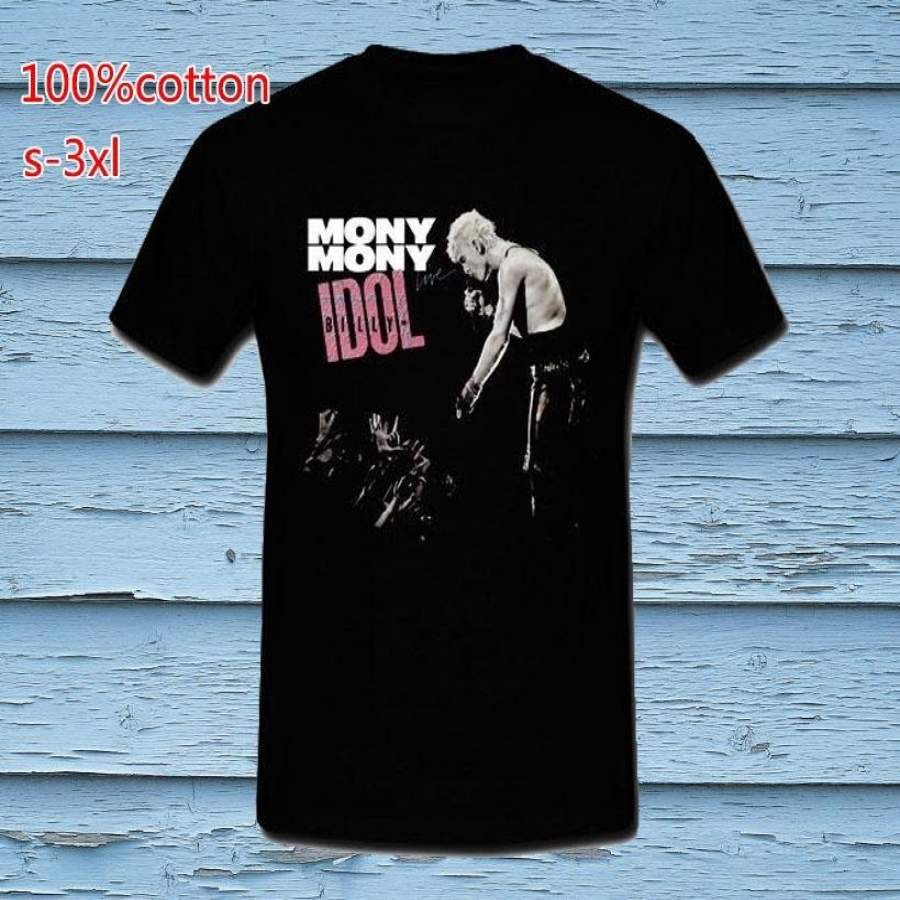 Vintage BILLY IDOL Mony Mony Live Tour Pick Concert Men’s T-Shirt