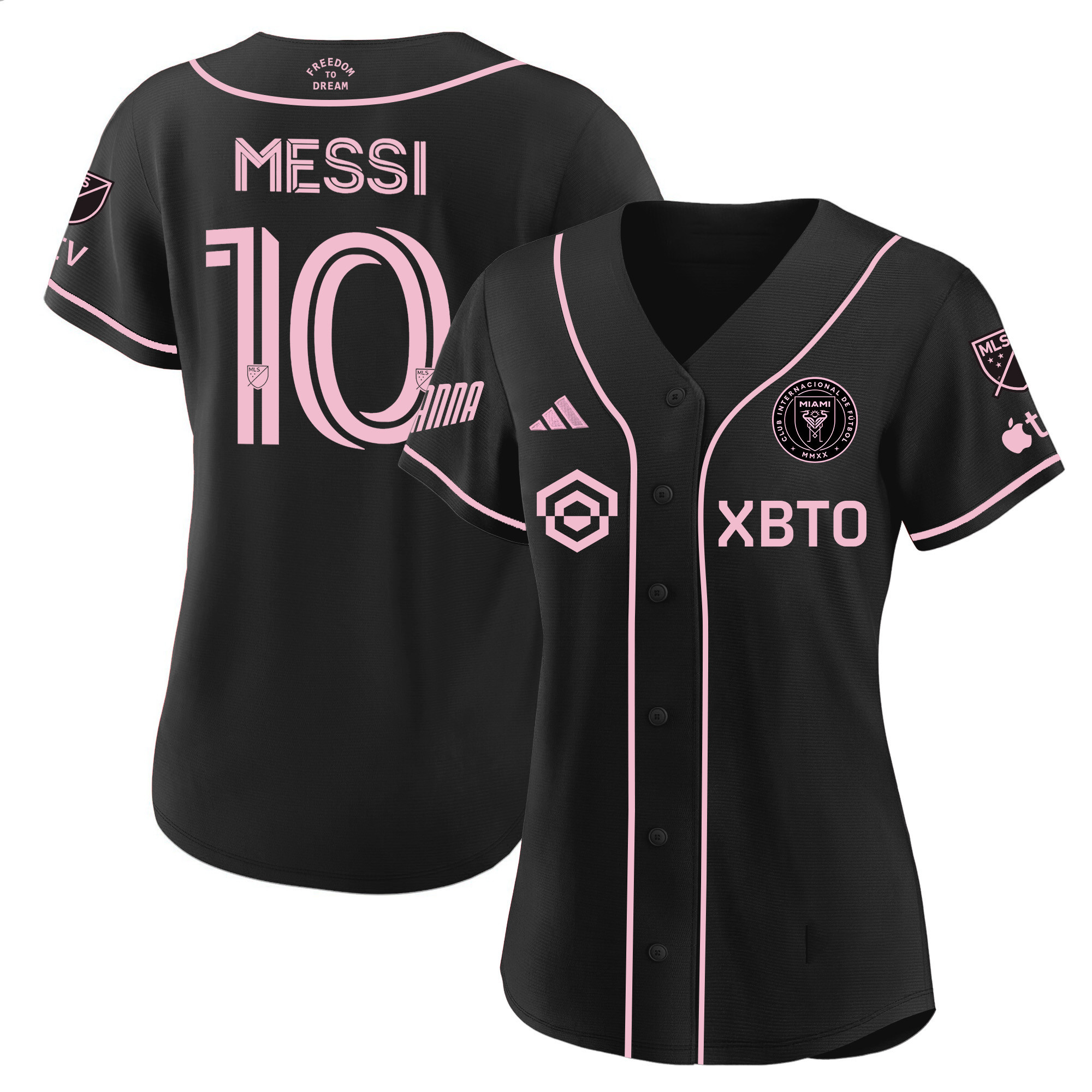 Women’S Lionel Messi Inter Miami Baseball Jersey – All Stitched