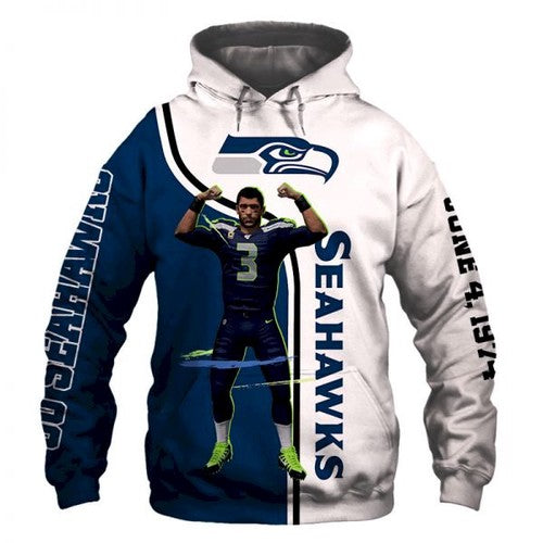 Seattle Seahawks Nfl Russell Wilson 3 3D Hoodie Zip Sweatshirt Custom Full Personalize Personalized Trending Gift New Hoodie