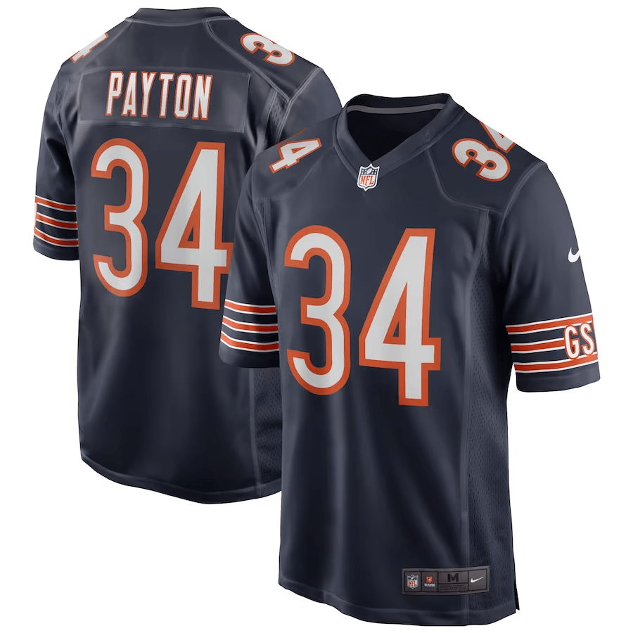 Walter Payton Chicago Bears Gsh Navy Game Jersey – All Stitched