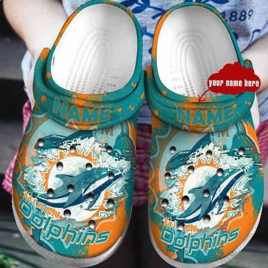 Miami Dolphins Custom Name Crocss Crocband Clog Comfortable Water Shoes