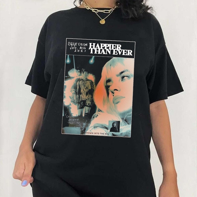 Happier Than Ever Billie Shirt, Happier Than Ever Vintage Shirt, Billie Eilish Tshirt, Vintage 90S Aesthetic T-Shirt, Billie Eilish Merch