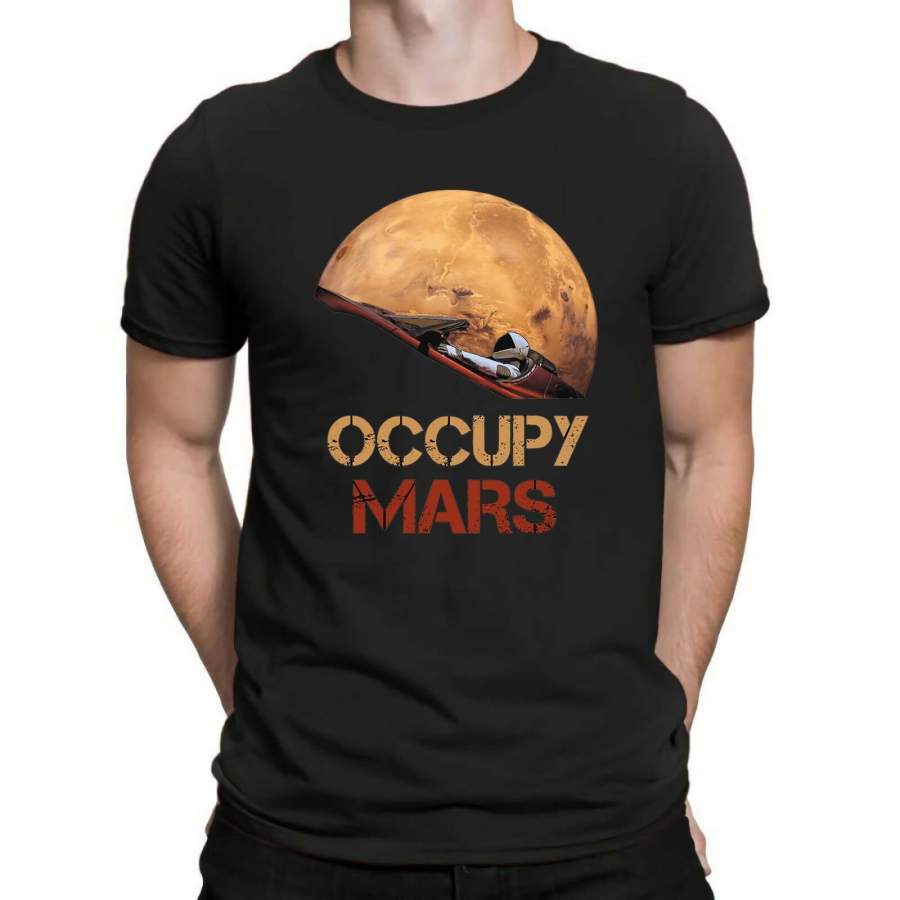 Details About Occupy Mars Starman Vintage Graphic Tee Men’S Cotton Black Navy T-Shirt