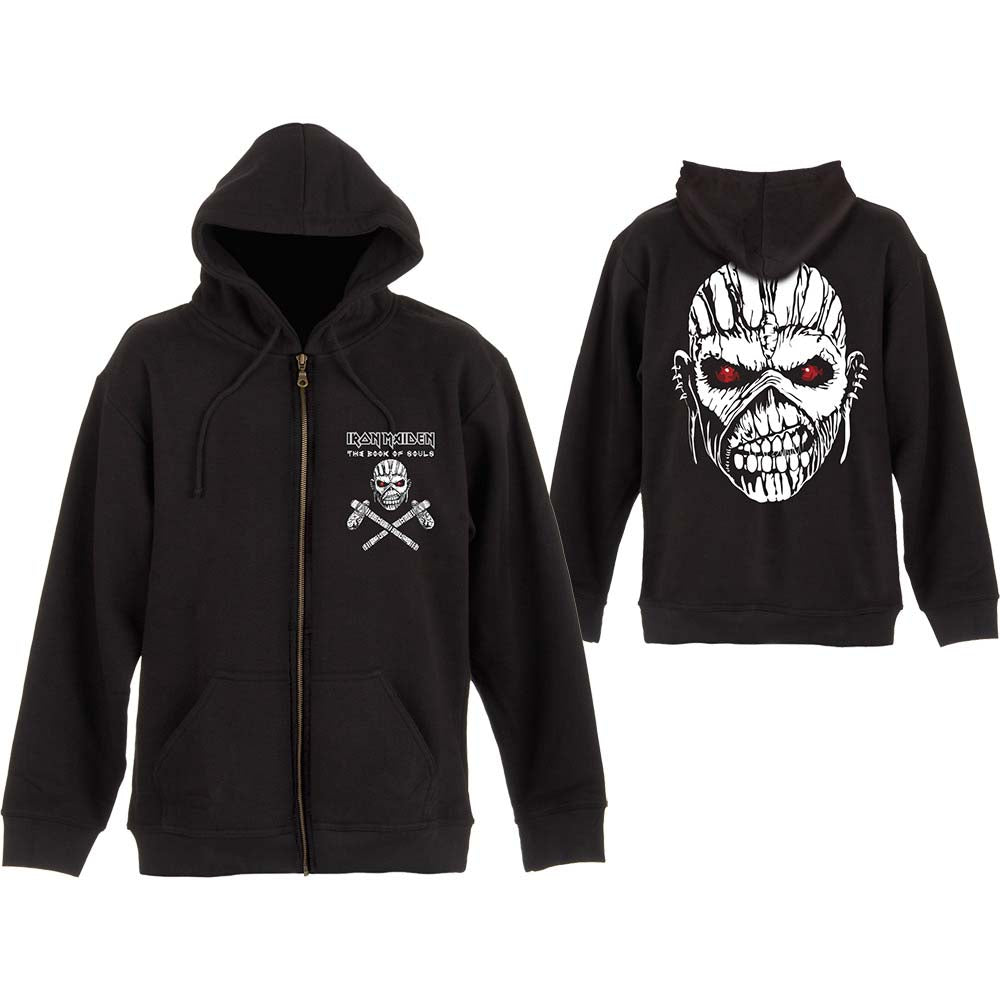 Iron Maiden Unisex Zipped Hoodie: Eddie Axe (Back Print) New Hoodie