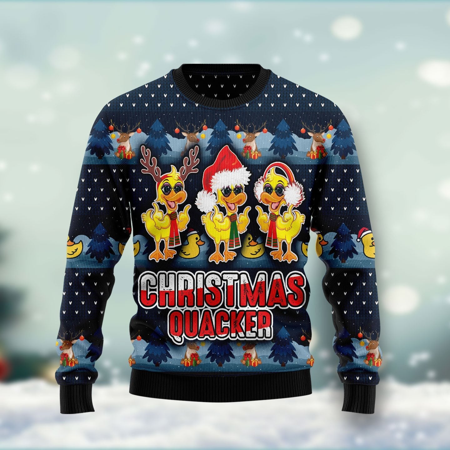 Cute Duck Quacker Ugly Christmas Sweater 3D All Over Print | Adult | Hp2535