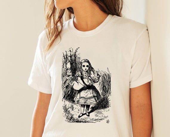 Alice In Wonderland T Shirt Vegan Animal Monochrome Drawing Vintage Illustration 100 Soft Cotton Unisex S M L Xl 2Xl 3Xl