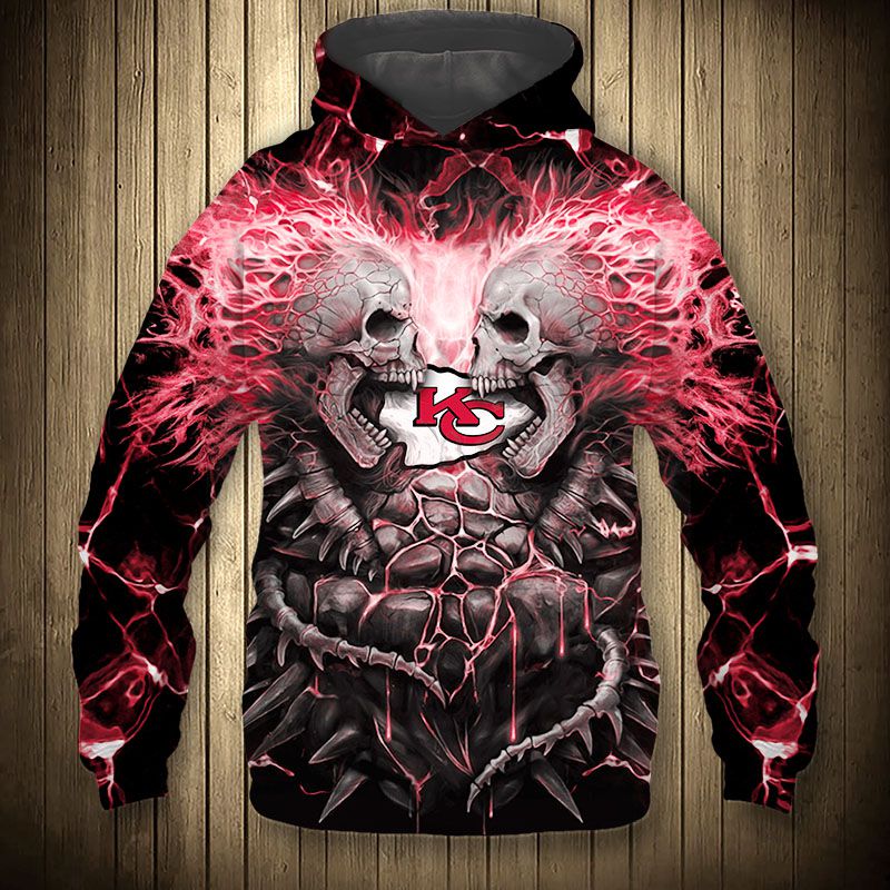 Electric Kansas City Chiefs Skull Hoodies – Halloween Hoodie