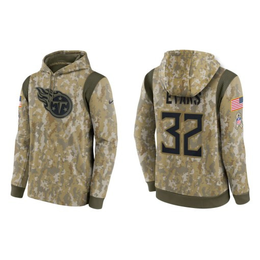 Darrynton Evans Tennessee Titans Camo 2021 Salute To Service Veterans Day Therma Pullover Hoodie