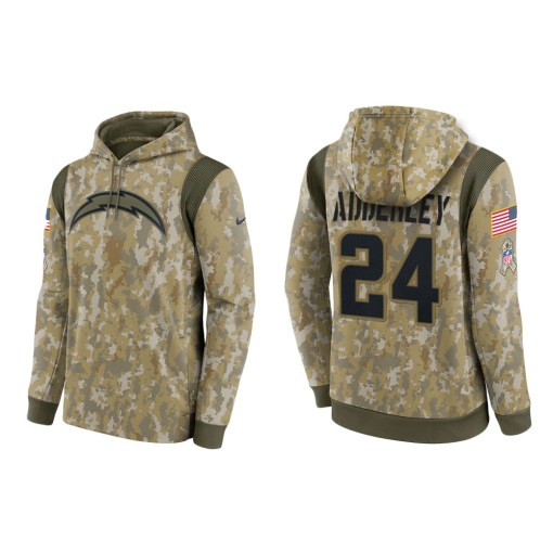 Nasir Adderley Los Angeles Chargers Camo 2021 Salute To Service Veterans Day Therma Pullover Hoodie