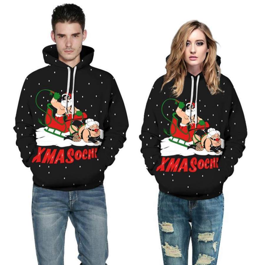 3D Print Hoodies – Santa Print Pullover Hoodie OTA007