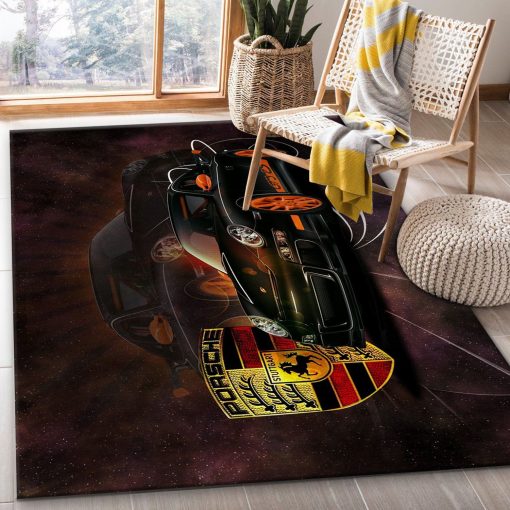 Porsche Car And Logo Rug All Over Print Logo Custom Area Rug Carpet Full Sizes Home Living Rug Carpet Decor