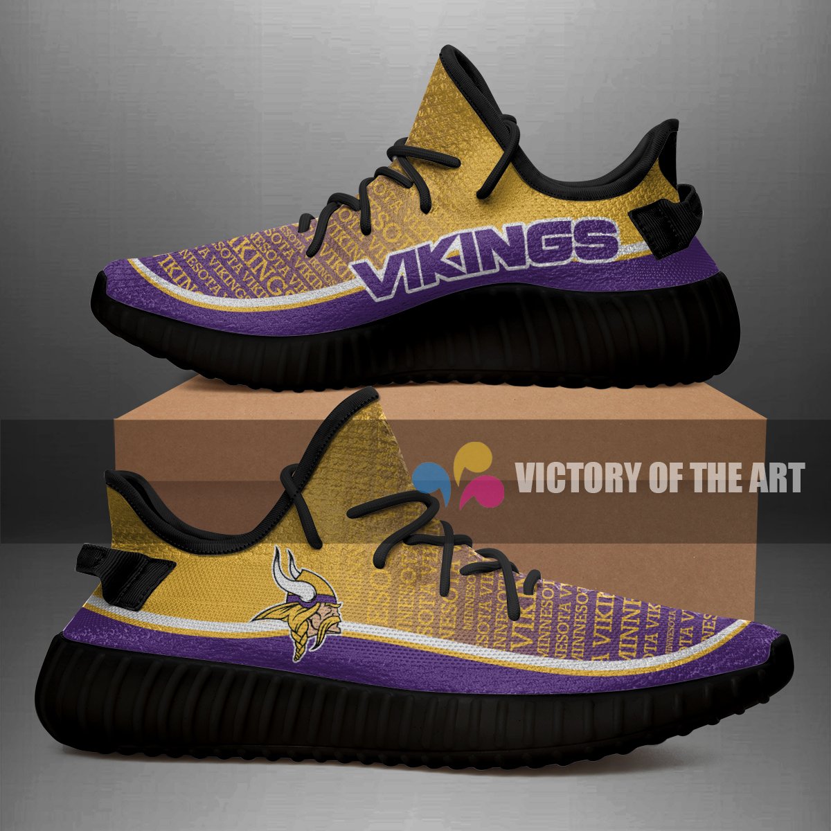 Words In Line Logo Minnesota Vikings Yeezy Shoes