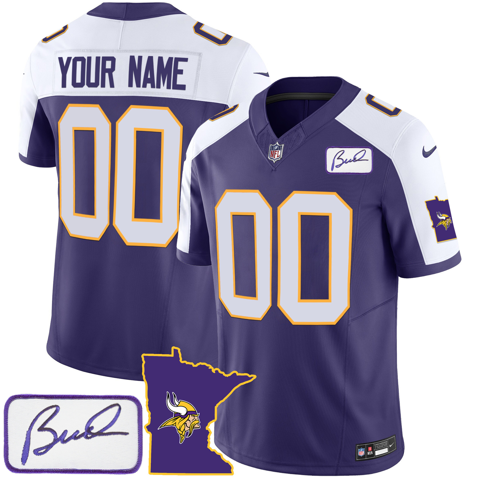 Vikings Bud Grant Patch Classic Limited Custom Jersey V2 – All Stitched