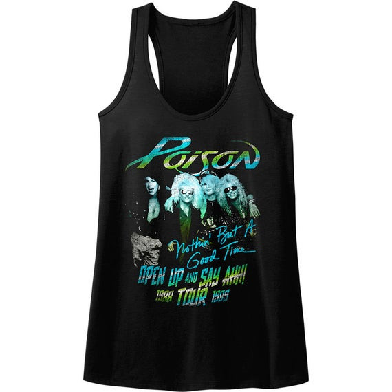 Poison Band Open Up And Say Ahh 88 Tour Women S Racerback Shirt